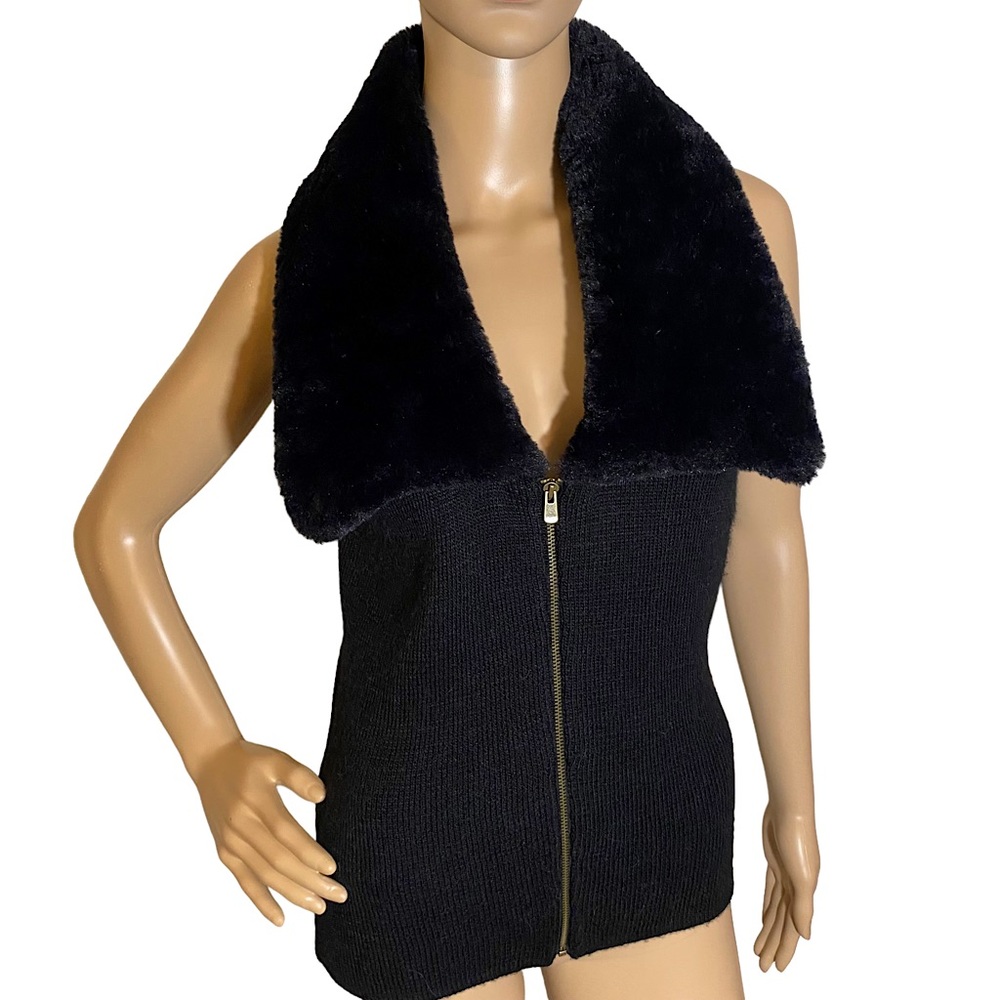 GAP  | FUR COLLAR SWEATER VEST  SZ S